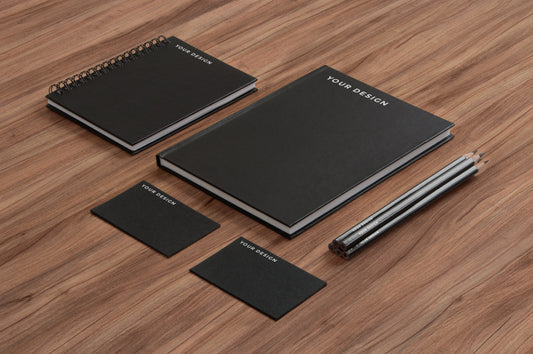 Free Black and Classic Branding Stationery PSD Mockup