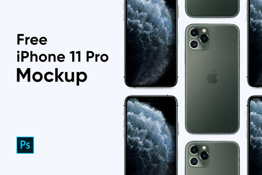 Free Green iPhone 11 Pro PSD Mockup