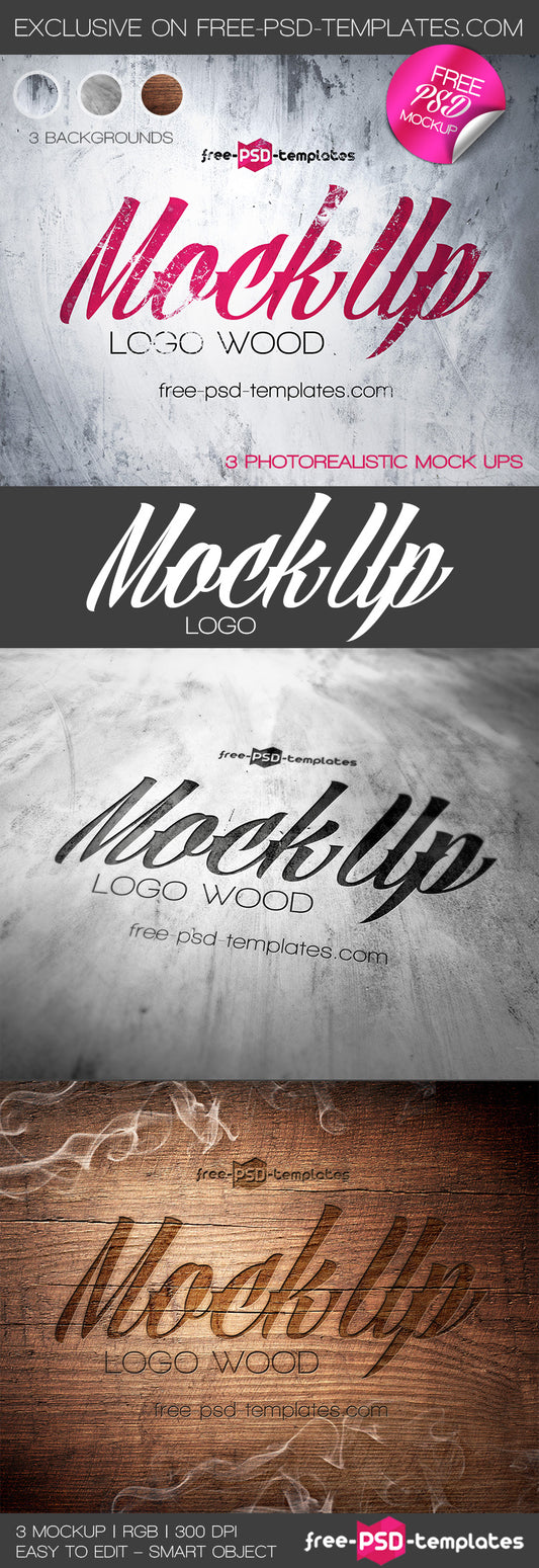 Free 3 Logo Mock-Up In Psd