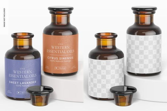 Free 60 Ml Amber Glass Bottle Mockup, On Podium Psd