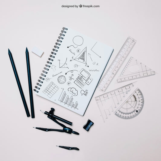Free Back To School Template With Notebook And Set Squares Psd