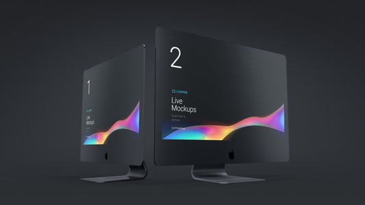 Free 8 Black Matte Apple Devices Mockups in Multiple Views
