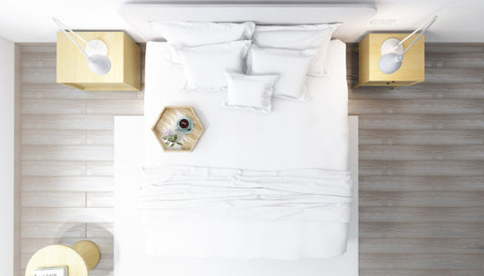 Free Realistic Bright Modern Double Bedroom With Furniture Psd
